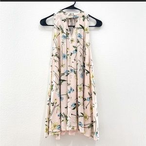 Umgee Pink Floral Sleeveless Dress High Neck Flowy Shift A Line Size Medium
